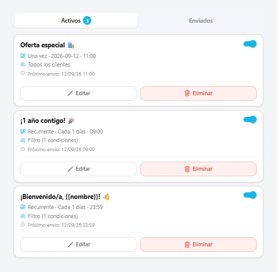 Messages programmés